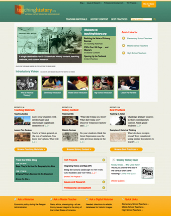 IMAGE: Home page of redesigned Teaching History website