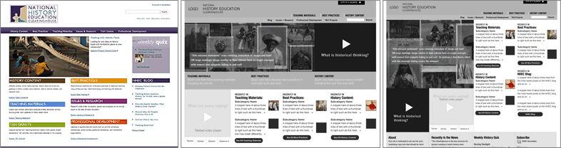 IMAGE: Original home page and wireframes